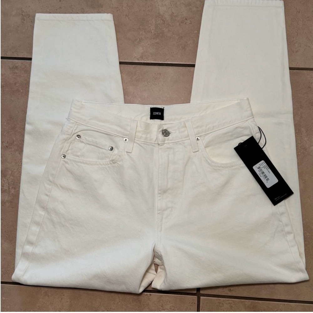 🎉HP🎉Anthropology Edwin Anderson Ankle Ivory Straight Cropped High Rise Size 28